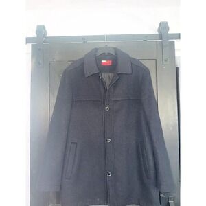 Mantoni Milan Italy Mens Navy Blue Wool Blend Car Coat Paisley Lining